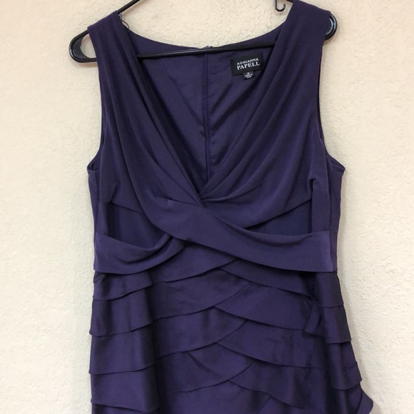 Adrianna Pappell Purple Tiered Flutter Cocktail Dress size 14 - Picture 5 of 12